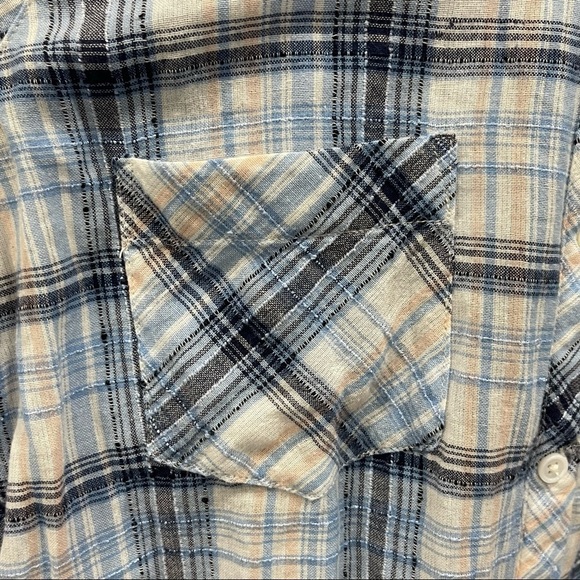 Soft Joie Plaid Button Up Shirt Lightweight XS Blue Black Textured - Picture 9 of 14